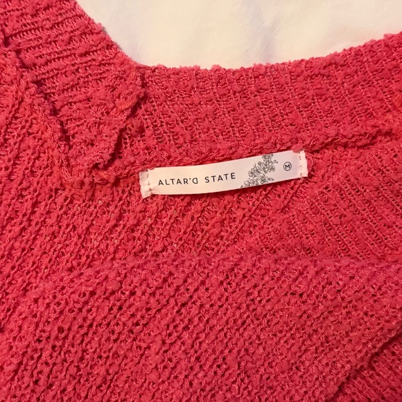 Altar'd State Vibrant Pink V-Neck Sweater - Picture 5 of 5